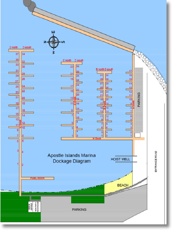 Apostle Island Marina Dock Slip Map